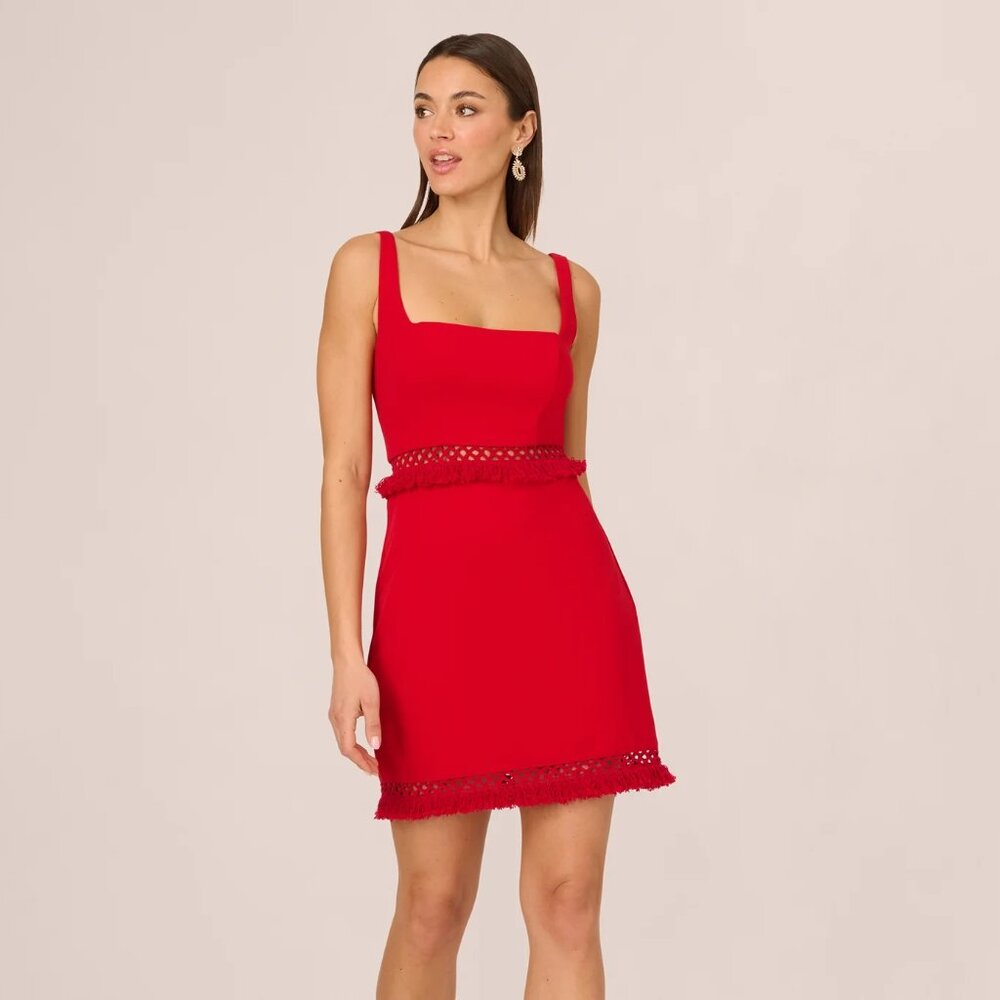 Adrianna Women's Square-Neck Sheath Dress Hot Pepper Size 8 - Picture 4 of 6